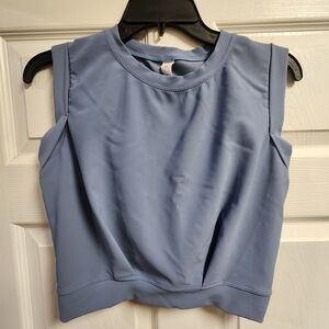 HALARA Ribbed Crop Tank — Periwinkle Blue